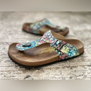Birkenstock Papillio Gizeh Sandals Womens Siz 39 US 8 Cork Fresh Boho Flowers